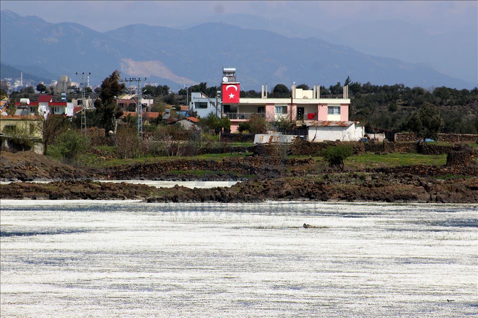 Hatay'da volkanik gölde ilkbahar güzelliği