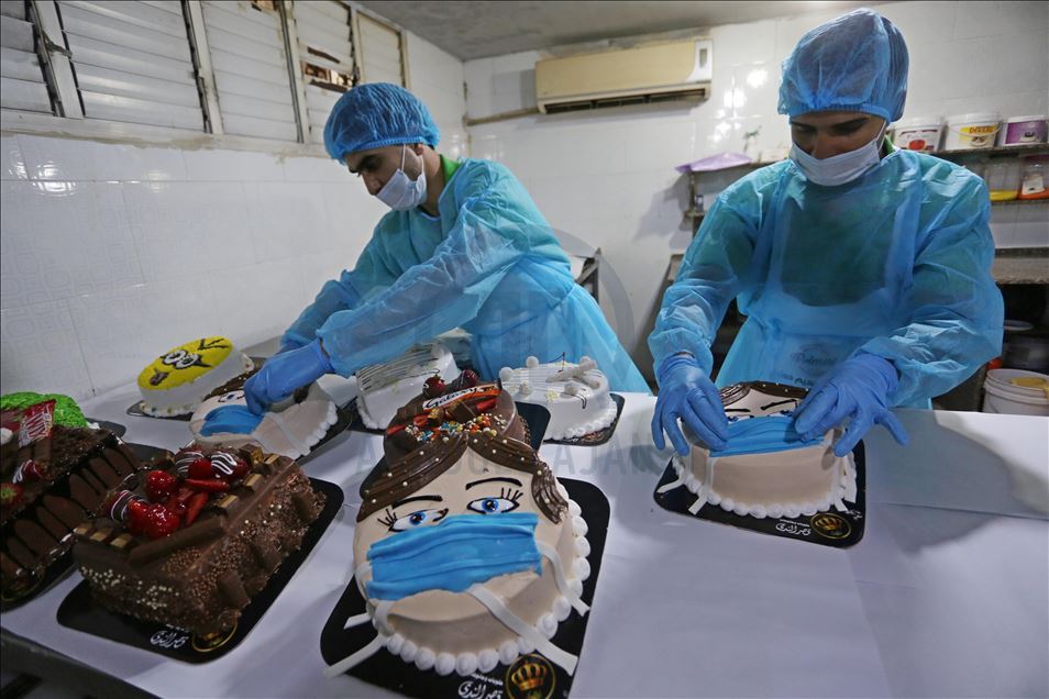 "Child wearing a mask" cake to raise awareness about coronavirus in Gaza