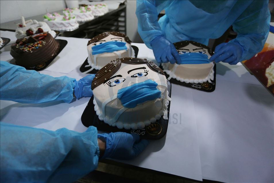 "Child wearing a mask" cake to raise awareness about coronavirus in Gaza