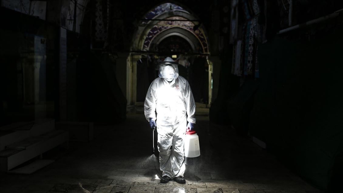 Disinfection works at Grand Bazaar in Istanbul