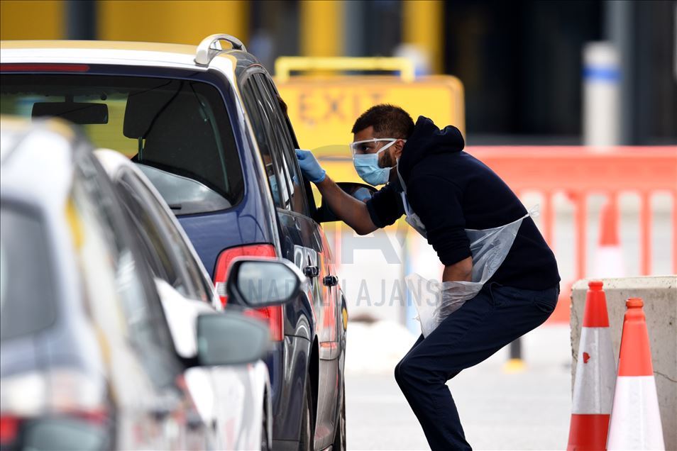 LONDON, UNITED KINGDOM - APRIL 03: NHS staff being tested for Covid-19 at a drive-through facility at IKEA Wembley