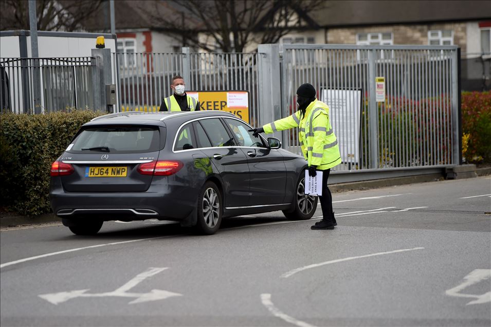 LONDON, UNITED KINGDOM - APRIL 03: NHS staff being tested for Covid-19 at a drive-through facility at IKEA Wembley