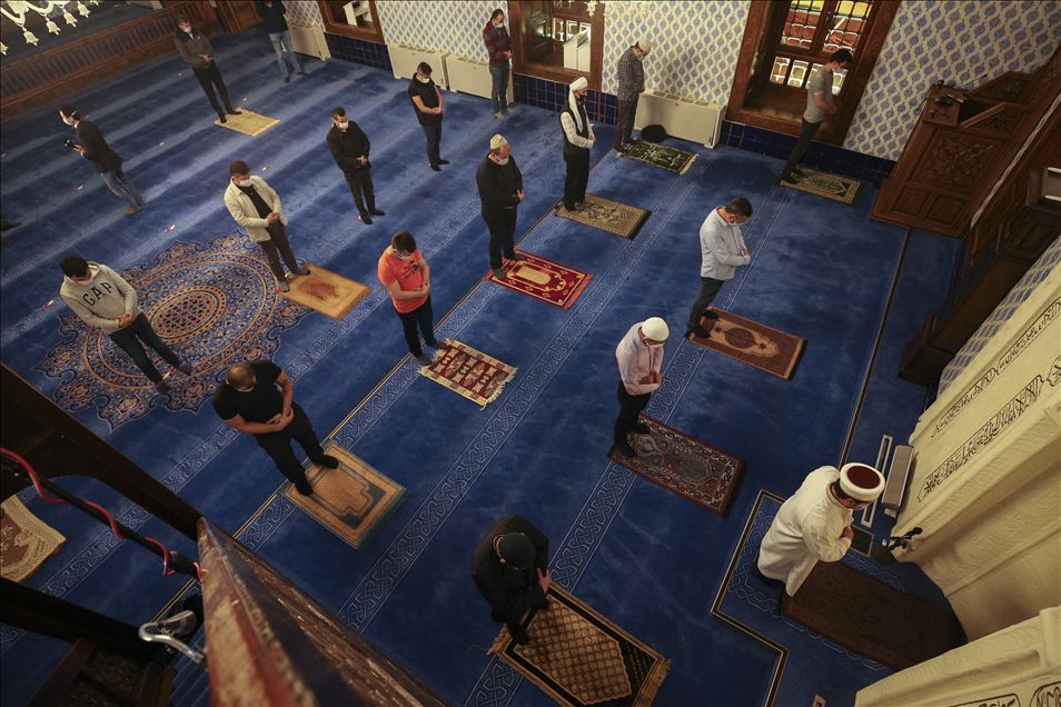 First dawn prayer in Haci Bayram Veli Mosque after COVID-19 restrictions eased