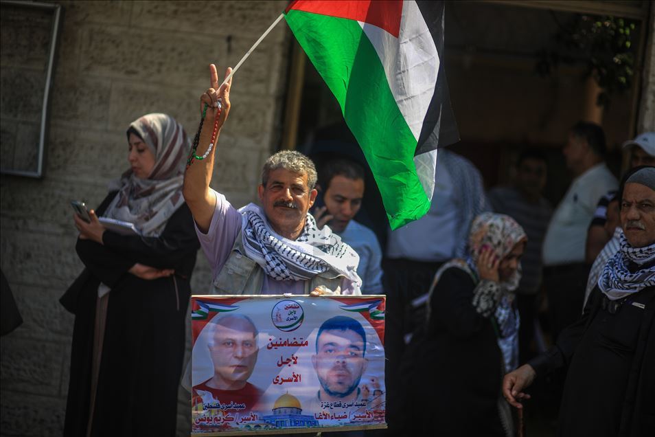 تظاهرات مردم غزه در حمایت از اسرای فلسطینی در بند اسرائیل