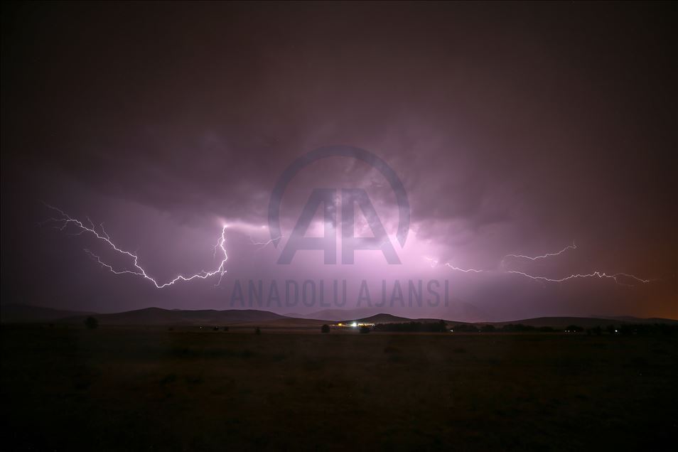 Lightning strikes over Turkey's Van