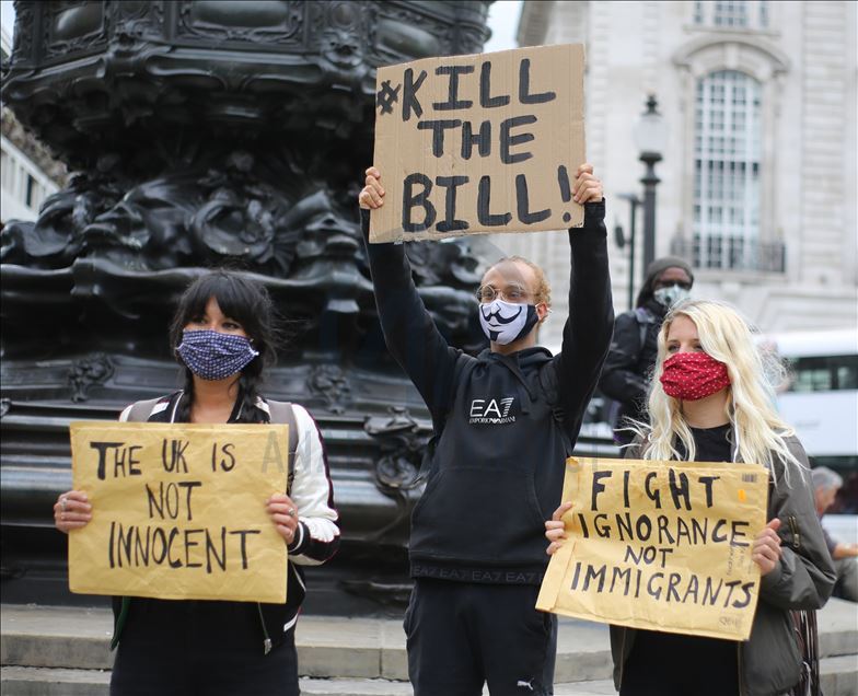 Demonstrasi RUU imigrasi baru pemerintah Inggris di London