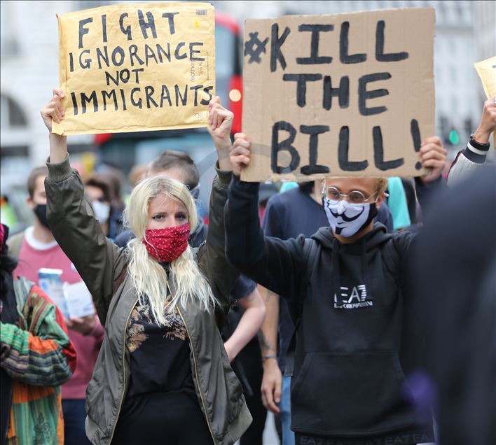 Demonstrasi RUU imigrasi baru pemerintah Inggris di London