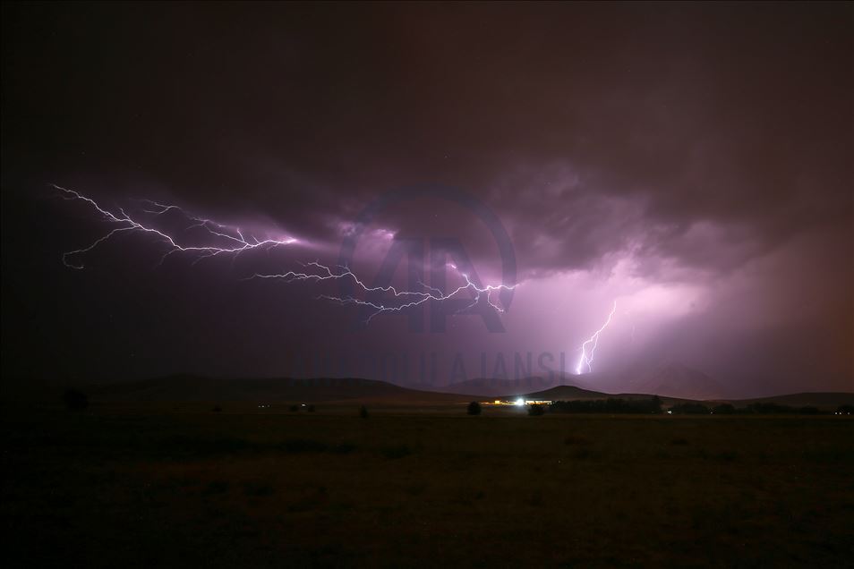 Lightning strikes over Turkey's Van