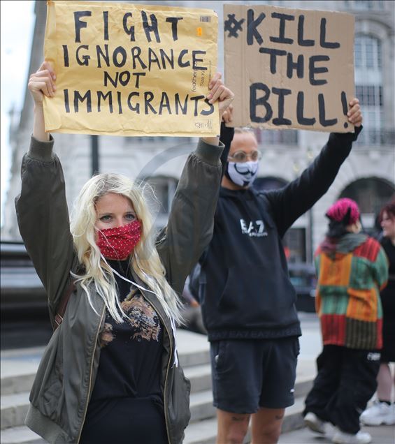 Demonstrasi RUU imigrasi baru pemerintah Inggris di London