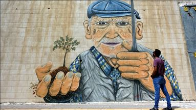 Streets of the district on the Syrian border colored with drawings in Turkey's Hatay