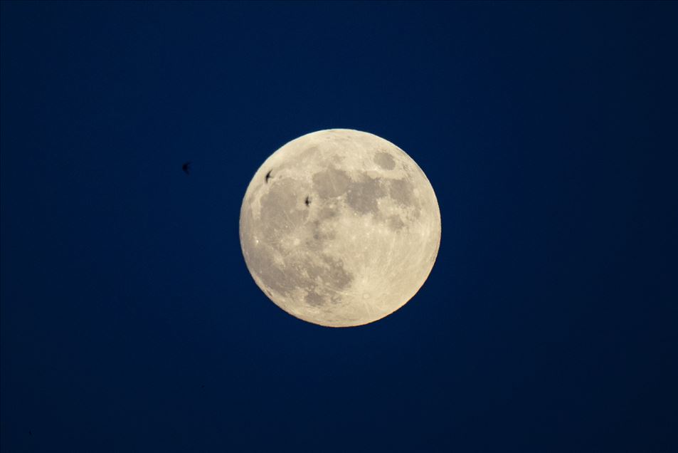 Sunset and full moon in Turkish capital
