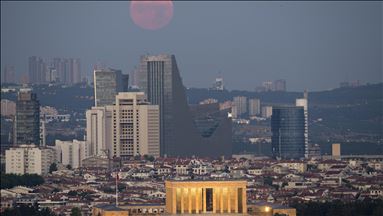 Sunset and full moon in Turkish capital