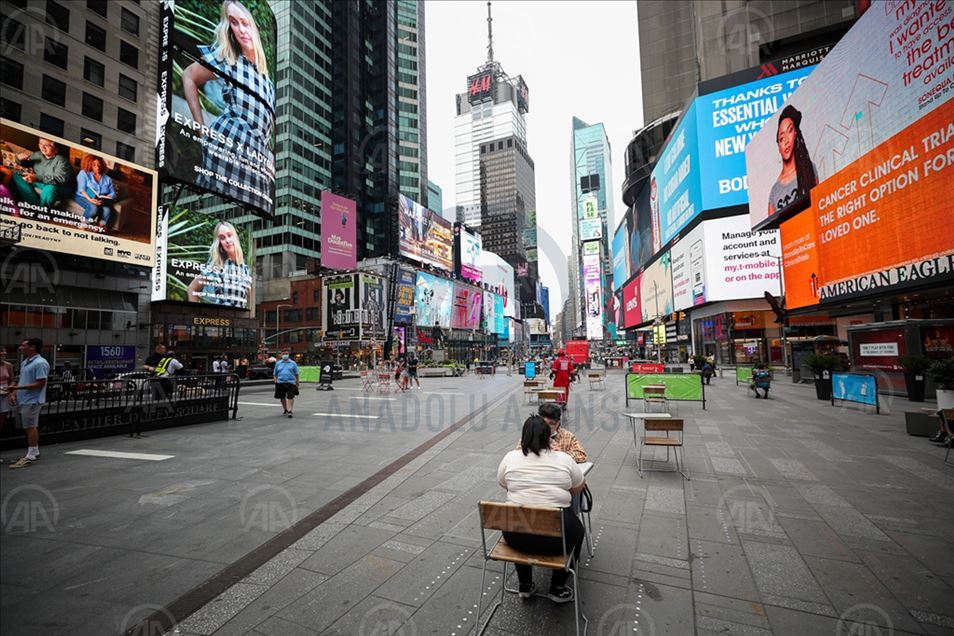 Así se ve la famosa esquina de Time Square en Nueva York en medio de la pandemia por la COVID-19