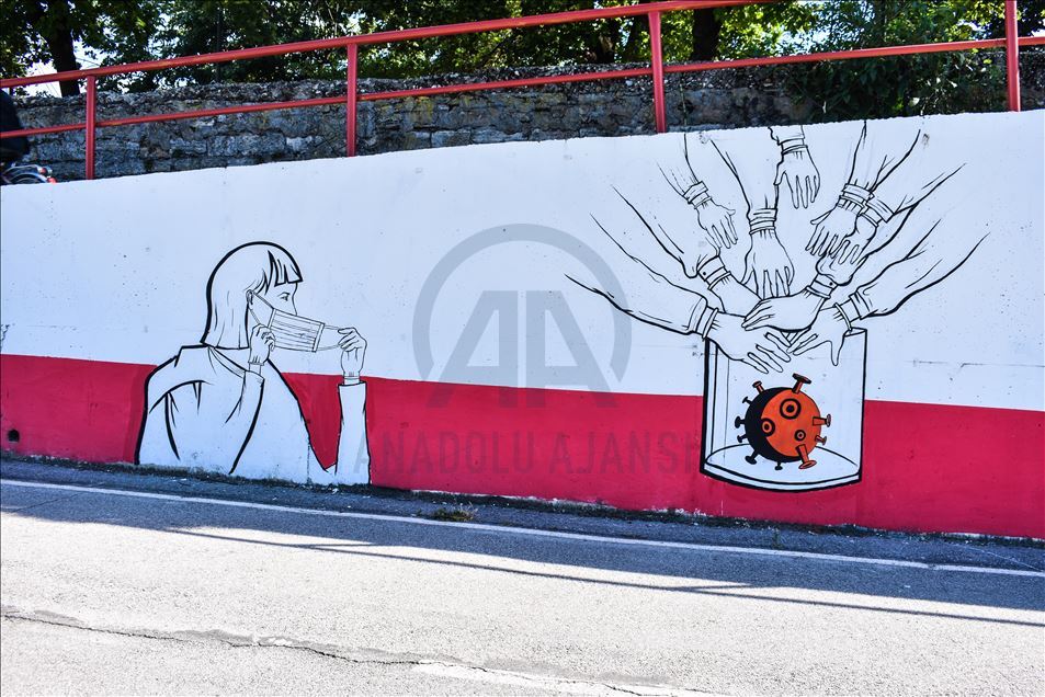 Shkup, murale të frymëzuara nga lufta kundër COVID-19
