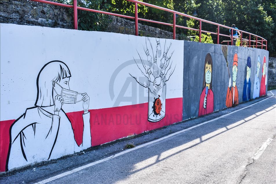 Shkup, murale të frymëzuara nga lufta kundër COVID-19