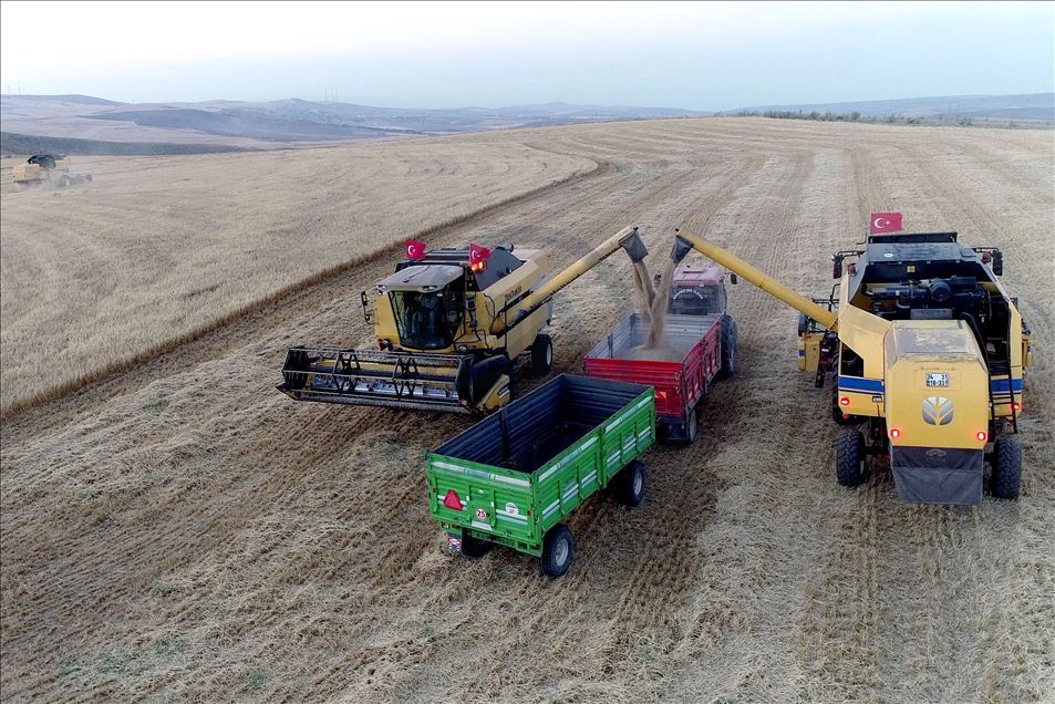 Gölbaşı'nda hasat drone ile görüntülendi