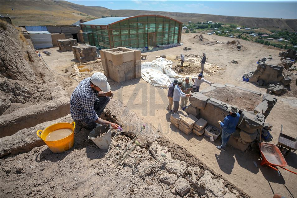 Stonemasonry of 2,700 year old Urartu temple in Turkey's Van