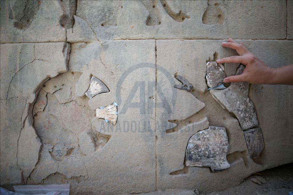 Stonemasonry of 2,700 year old Urartu temple in Turkey's Van
