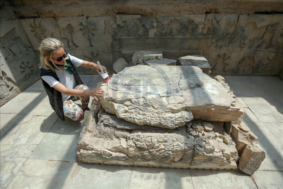 Stonemasonry of 2,700 year old Urartu temple in Turkey's Van