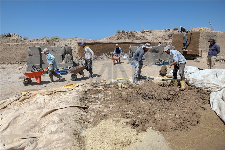 Stonemasonry of 2,700 year old Urartu temple in Turkey's Van