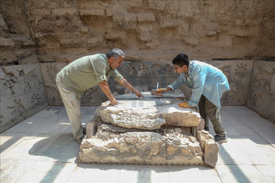 Stonemasonry of 2,700 year old Urartu temple in Turkey's Van
