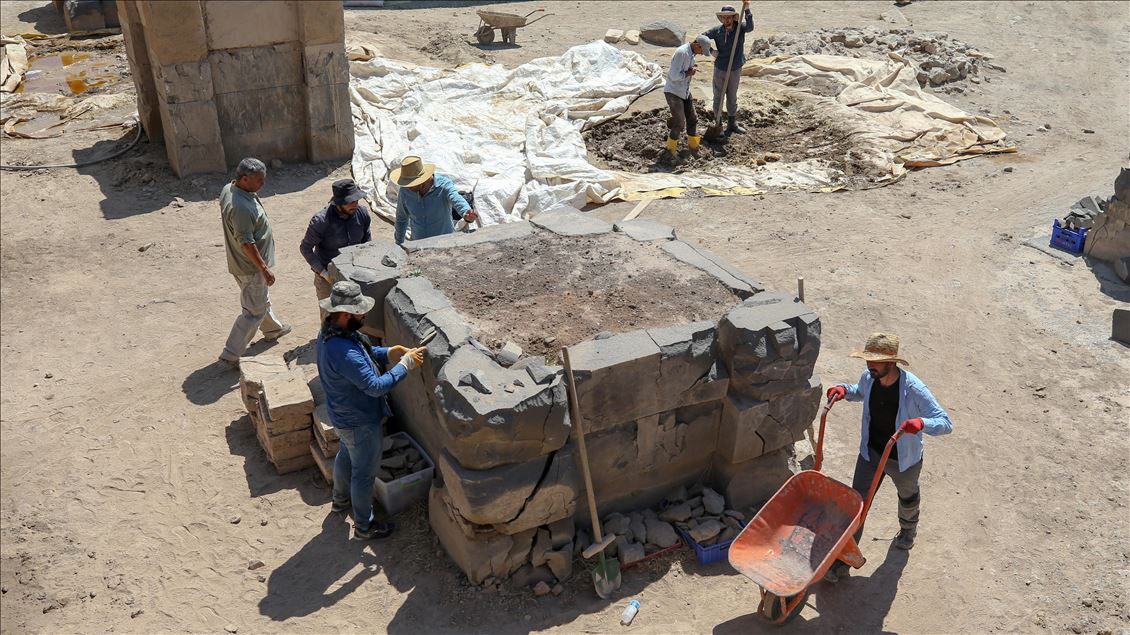Stonemasonry of 2,700 year old Urartu temple in Turkey's Van