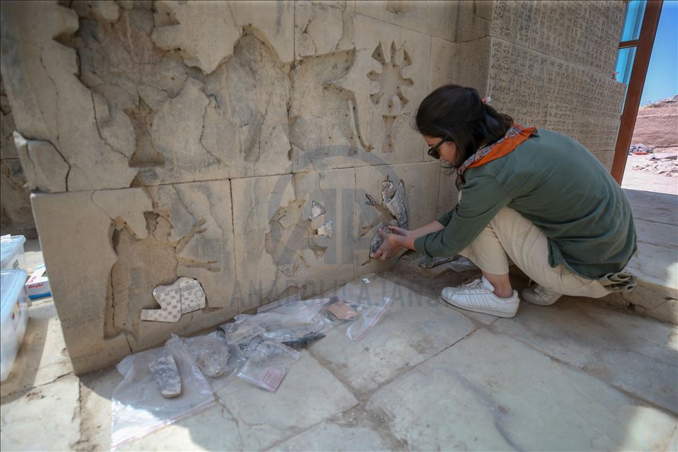 Stonemasonry of 2,700 year old Urartu temple in Turkey's Van