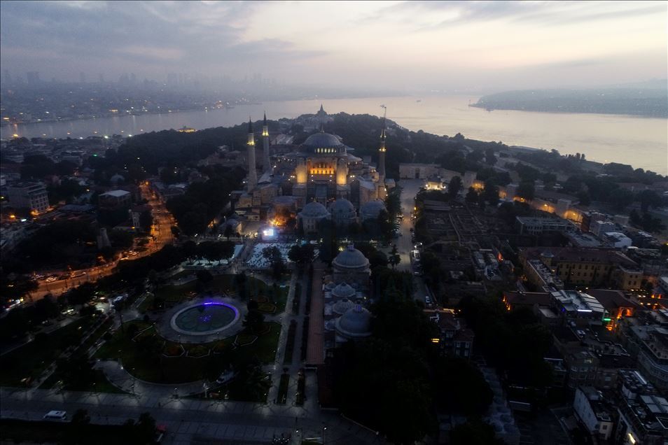 Morning prayer at Hagia Sophia Grand Mosque in Istanbul