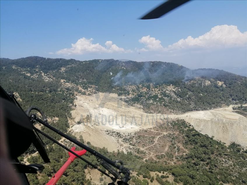 Aydın'da başlayıp Muğla'ya kadar ulaşan orman yangını kısmen kontrol altına alındı