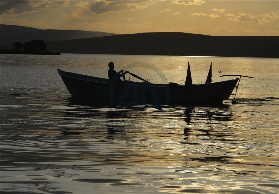 Sunset at Lake Cildir in Turkey