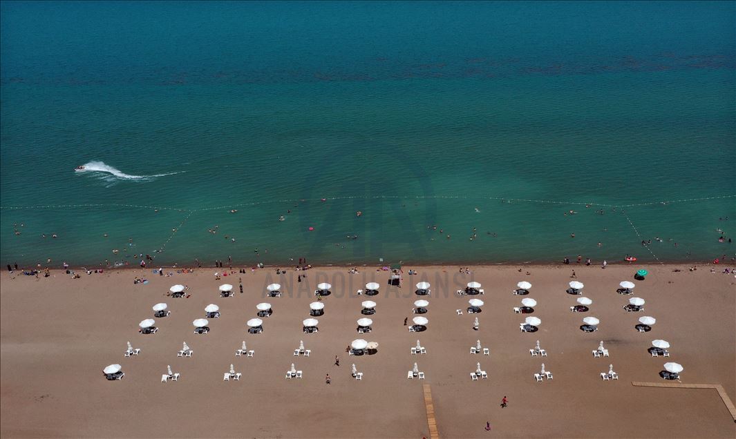 Summer at Karaburun beach of Lake Beysehir in Konya