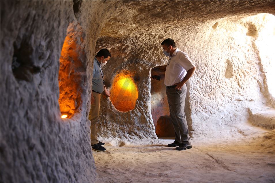 Historical slope settlement Kayasehir in Turkey's Nevsehir