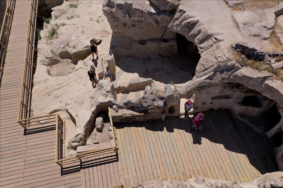 Historical slope settlement Kayasehir in Turkey's Nevsehir