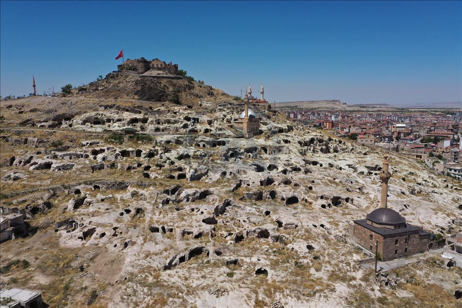 Historical slope settlement Kayasehir in Turkey's Nevsehir