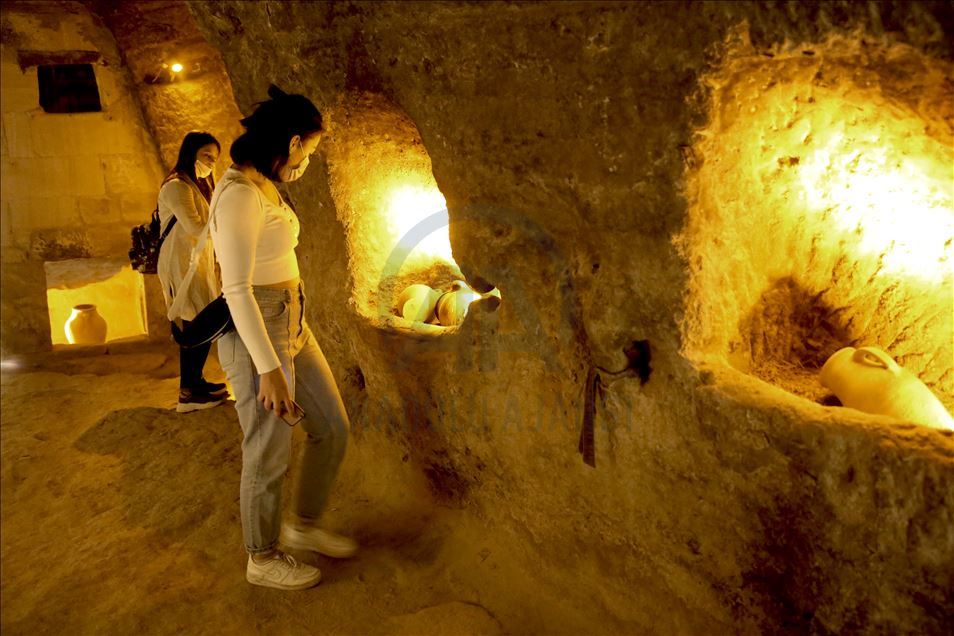 Historical slope settlement Kayasehir in Turkey's Nevsehir