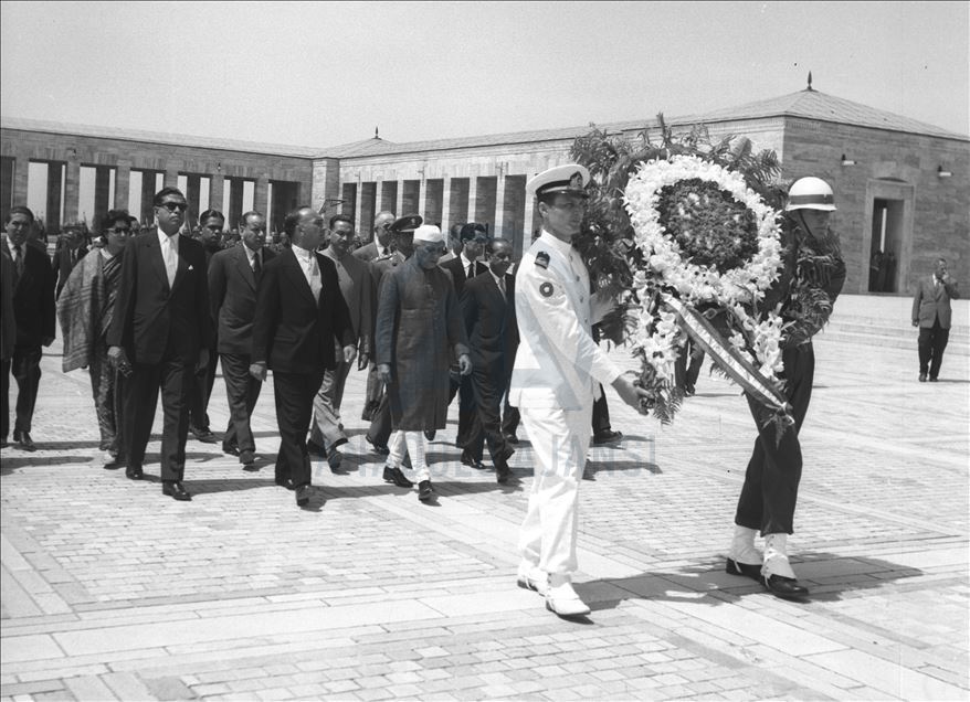 Indian Prime Minister Jawaharlal Nehru visited the monument of Mustafa Kemal Ataturk in Ankara as part of his official tour to Turkey - 1960