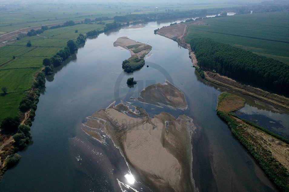 Islas de arena del río Evros en Turquía