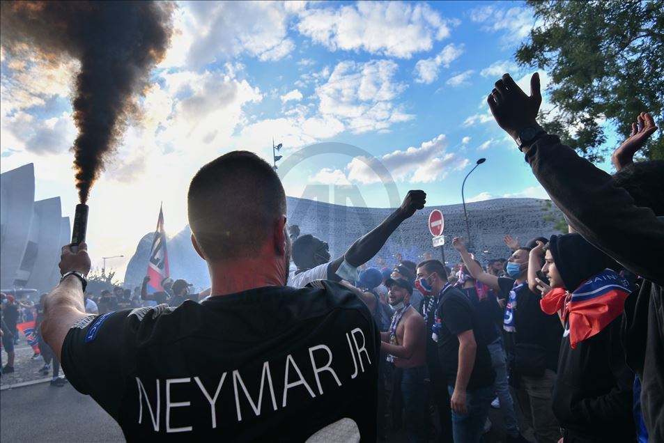 PSG fans gathered in Parc des Princes and Champs Elysée Avenue  to support the Parisian Team in the UEFA Champions League finals in Lisboa, August 24, 2020