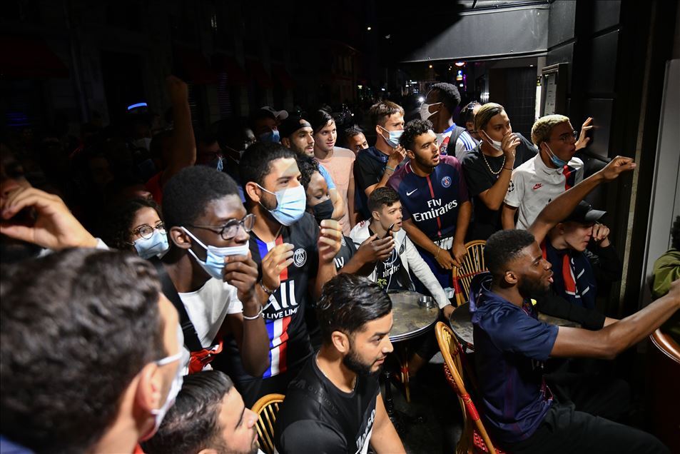 PSG fans gathered in Parc des Princes and Champs Elysée Avenue  to support the Parisian Team in the UEFA Champions League finals in Lisboa, August 24, 2020