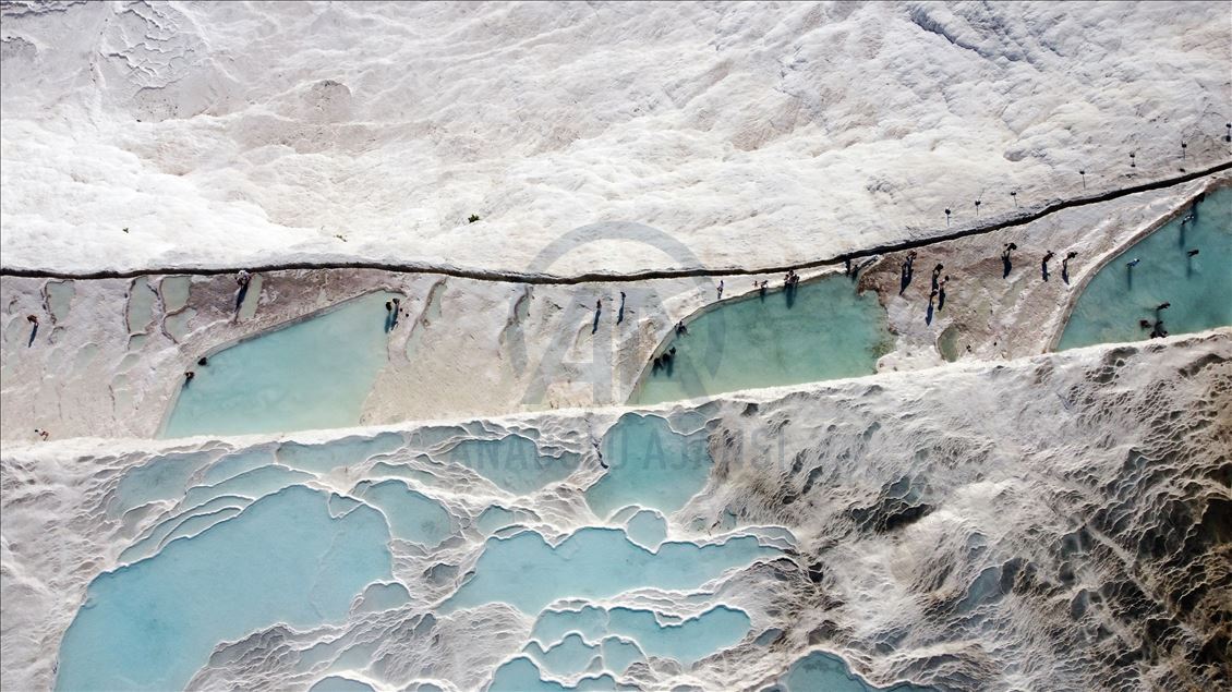 Aerial drone views of Pamukkale travertines