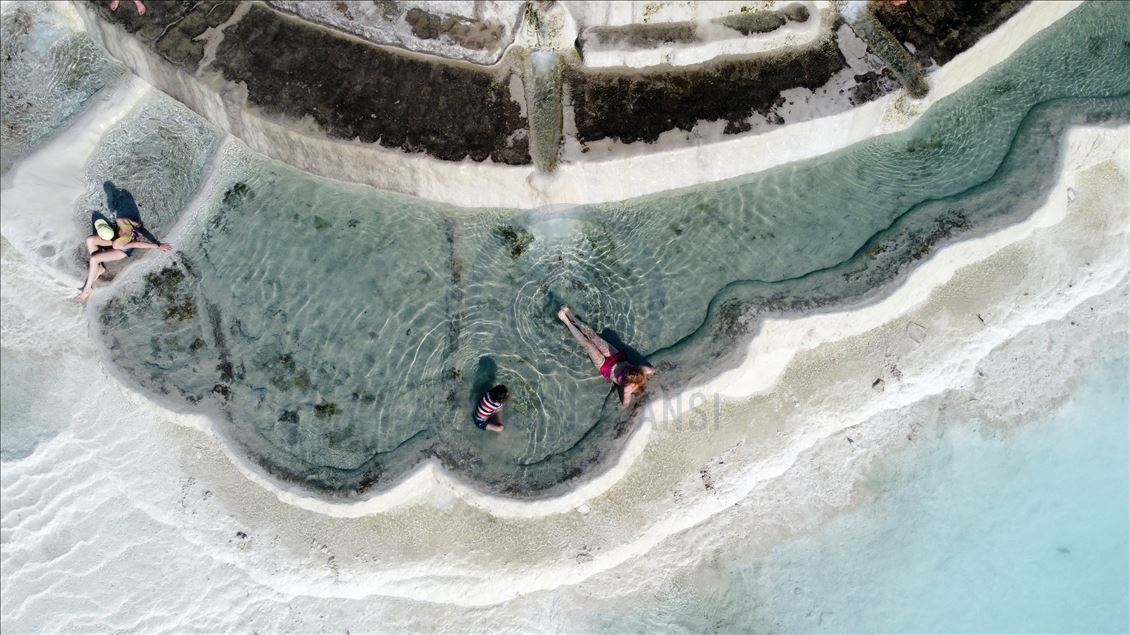 Aerial drone views of Pamukkale travertines