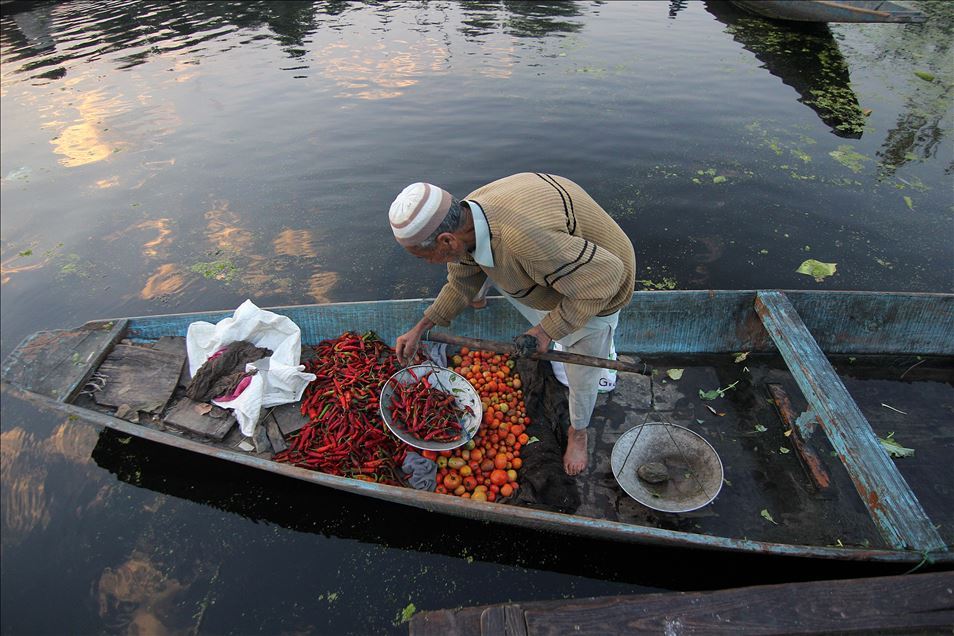 Floating vegetable market amid COVID-19 in Kashmir