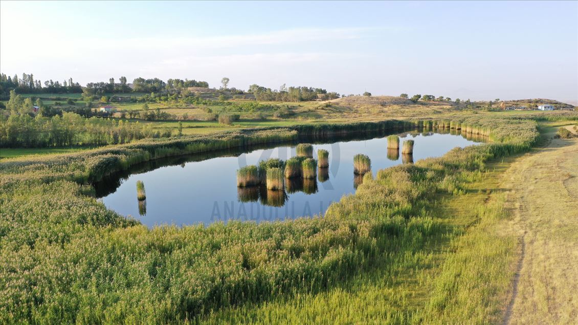 El paisaje en el lago Uckaya en Igdir, Turquía