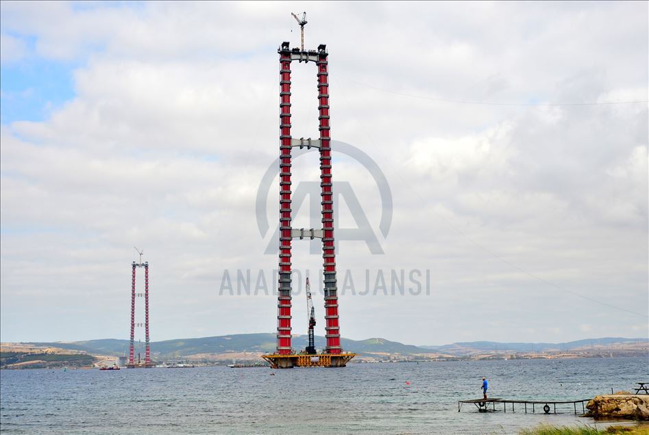 "Simgelerin köprüsü"nde kuzey yönlü geçici çalışma halatı montajı başladı