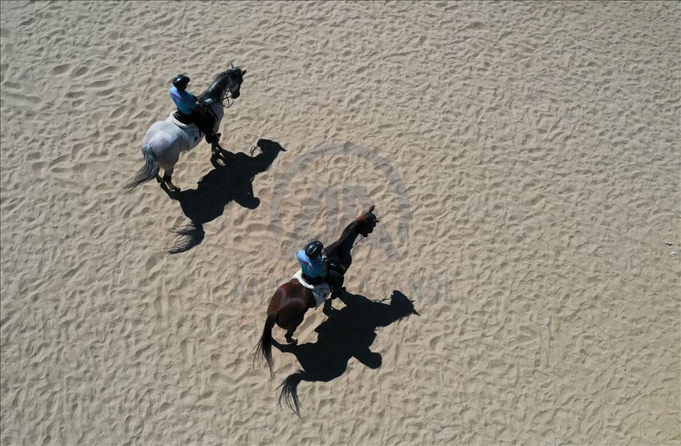 Mounted gendarmes patrolling districts of Izmir