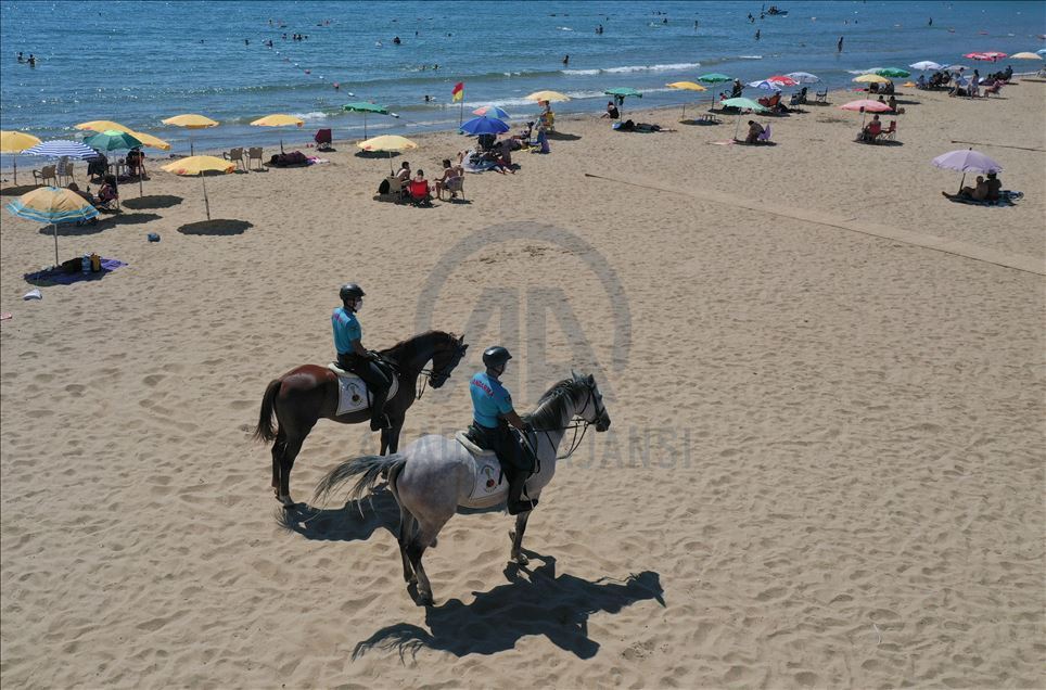 Mounted gendarmes patrolling districts of Izmir