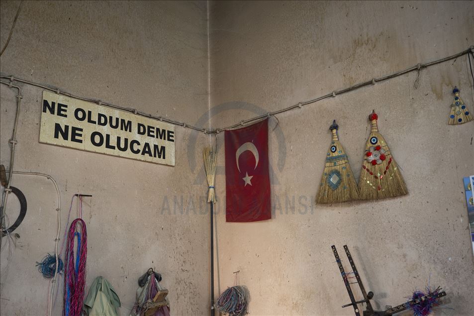 Tarladan toplanan otlar, usta ellerde süpürgeye dönüşüyor