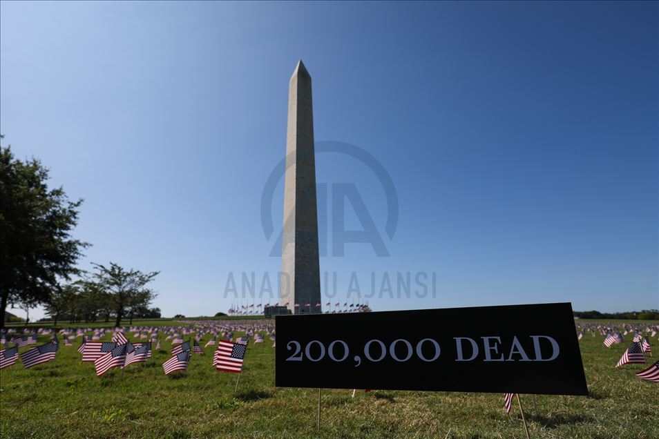 Washington'daki National Mall parkına Kovid-19 kurbanları anısına Amerikan bayrakları yerleştirildi