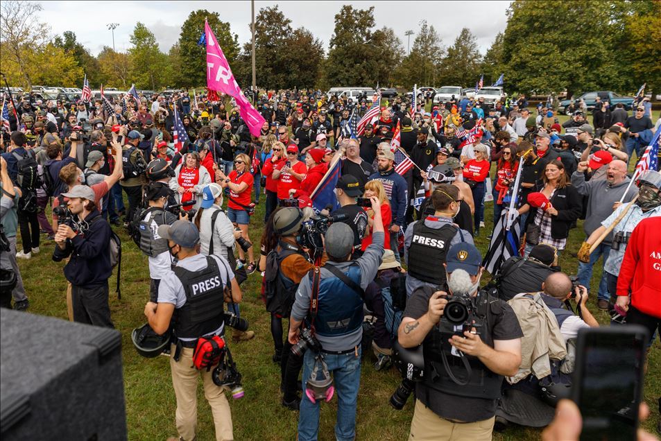Proud Boys Rally Against Antifa, but Violence Does Not Materialize. 