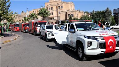 Şanlıurfa'da itfaiyecilerden Azerbaycan'a bayraklı destek
